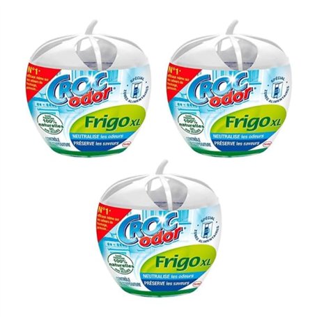 Propre CROC ODOR - Frigo Une Balle - (Lot De 3) - Désodorisant De Réfrigérateur Transparent Blanc - 7 Semaines