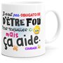 Mug Humour Collègue Fou Tasse Message Drôle Rigolo. Idée Cadeau Original pour Départ en Retraite Pot Mutation Travail Bureau Hom