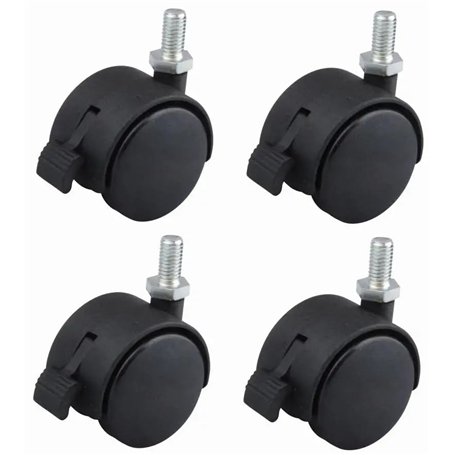 cyclingcolors 4x roulette de meuble 40mm pivotante avec frein noir nylon fixation par vis M8x15 charge 40kg / roue