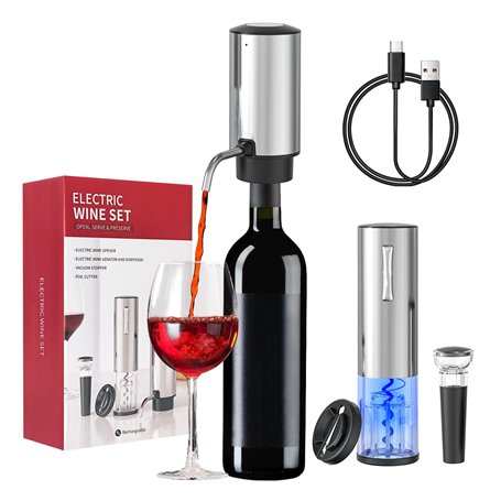 Todeco Tire Bouchon Electrique 4 en 1 Coffret Cadeau avec Ouvre Bouteille Rechargeable