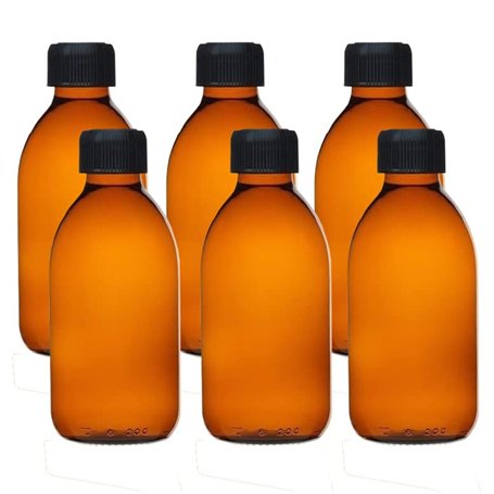 6 x flacons vides en Verre ambré avec Bouchon - Contenance 125 ML - FL26125