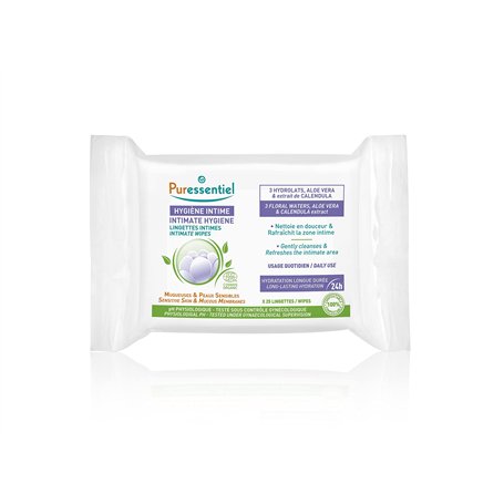 Puressentiel - Hygiène intime - Lingettes intimes – Nettoyantes et rafraîchissantes - Muqueuses et peaux sensibles - Hydratation