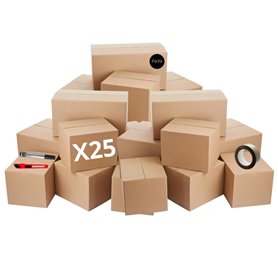 Lot de 25 Cartons de déménagement + OFFERT 1 rouleau adhésif
