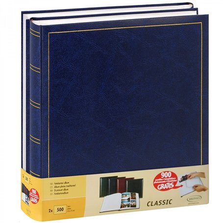 Lot de 2 albums traditionnels jumbo 100 pages pour 500 photos 10x15 - Bleu
