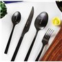 Zinello Design – Ménagère de Couverts Inox Noirs Mats pour 4 Personnes. Ensemble de Couverts de Table Personnalisés 16 Pièces en