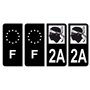 HADEXIA Lot 4 Autocollants Plaque immatriculation département 2A Corse-du-sud Corse Noir & F France Europe