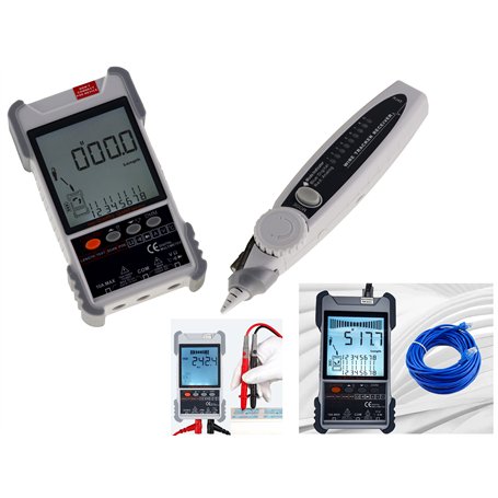 KALEA-INFORMATIQUE Testeur Professionnel Digital LCD Réseau RJ45 RJ11 et Multimètre : Cartographie