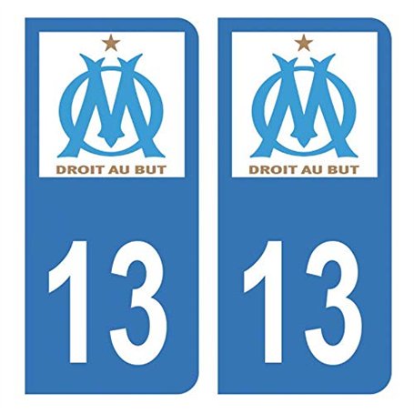 Autocollant Stickers plaque immatriculation voiture auto 13 Club OM Olympique de Marseille Foot Bleu