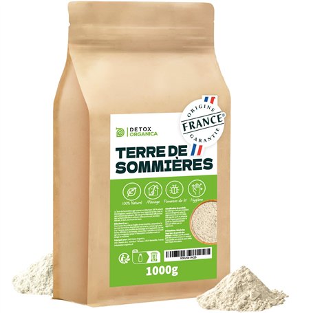 Detox Organica - Terre de Sommieres en Poudre 1kg - Origine France - Terre de Sommieres anti Punaise de Lit - Détachant Naturel