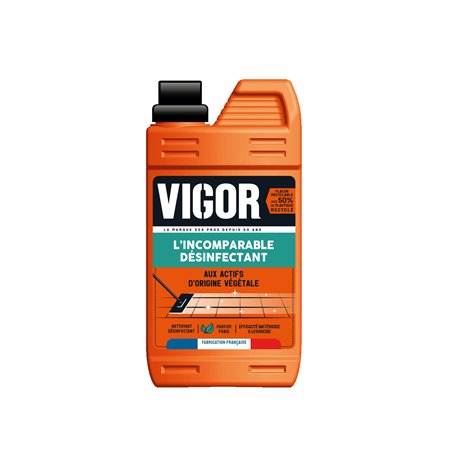 Vigor - L'Incomparable Désinfectant - Aux Actifs d'Origine Végétale - Nettoyant Désinfectant Sol - Efficacité Bactéricide et Lev