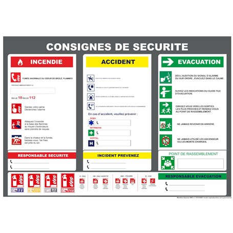 Consignes de sécurité - format paysage