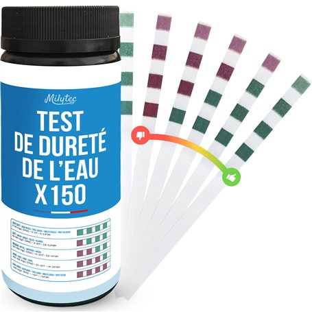 MILYTEC 150 Bandelettes Tests TH Eau Potable – Kit Analyse Dureté de l’Eau Calcaire – Testeur TH Adoucisseur