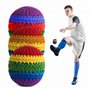 MILAUDIAMAND Ensemble de 3 Balles avec Son Sac de Transport, pour la Pratique du Hacky Sack ou Jonglage, Multicolores en Crochet