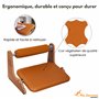 MSZERONE Repose-Pieds Bureau Réglable en Hauteur avec Support de Cheville, Repose-Pieds Ergonomique en Cuir Végétal Premium – Co