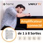 D-Home - Amplificateur TV TNT Intérieur 4 Sorties 26dB Connecté Filtré 4G-5G - Fonctionne avec App Mobile TV Finder pour Trouver