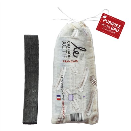 LE CHARBON ACTIF FRANCAIS - 6 mois d’eau filtrée - 1 bâton filtre à eau Charbon actif végétal français - filtre 1L d’eau - Natur
