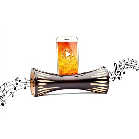 mangobeat® - Enceinte écologique et Universelle en Bois - Amplification de Tous Les Smartphones sans électricité - « Wengé Solei