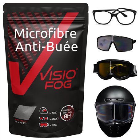 Lingette Anti Buee Lunette de Vue VisioFog - Anti Buee Casque Moto/Lunette de Sport/Natation | Lingette Microfibre Anti Buée Réu