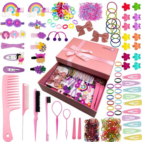 Coif-Kids Elastiques Cheveux fille - Barrettes Coiffure Petite Fille - Accessoires de Coiffure pour Cheveux Bébé - Pince