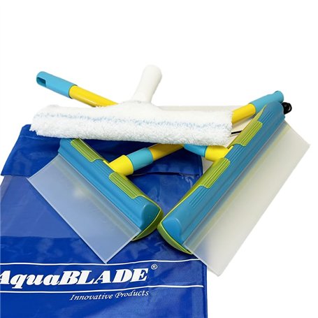 NANOPROTECTION Set Raclettes à Vitres AquaBLADE en Silicone avec Réservoir 20cm + 30 cm + mouilleur | Kit Nettoyage de Fenêtre |