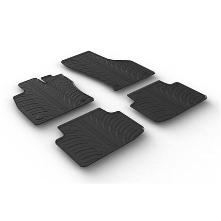Set tapis de caoutchouc compatible avec Volkswagen Passat 3G Sedan/Variant 2014- (T profil 4-pièces + clips de montage)