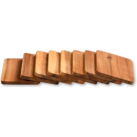 Kesper Lot de 8 Planches à raclette - 10 x 8 cm - en Bois d'acacia - Dessous de Verre - Planche à raclette