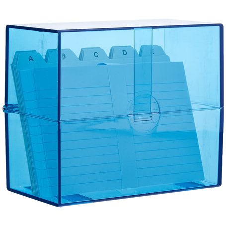 Wedo 2506303 Fichier A6 avec cartes + registre alphabétique 200 cartes Transparent Bleu