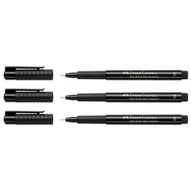 FABER-CASTELL Lot de 3 Feutres encre de chine PITT artist pen Pointe Pinceau XS 0