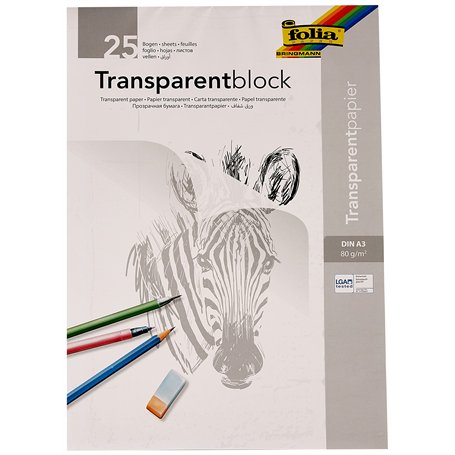 Rayher papier calque bloc de 25 feuilles de papier transparent format A3 80 g/m² papier translucide idéal pour dessiner ou repro