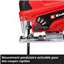 Einhell Scie sauteuse sans fil TC-JS 18/70 Li (1 x,2,5 Ah) (18 V, profondeur de coupe 70 mm, changement de lame sans outil, adap