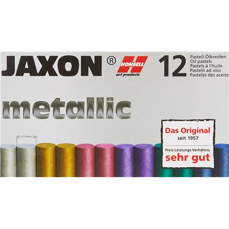 Honsell 47410 Jaxon Lot de 12 pastels à l'huile 2 x 6 couleurs métallisées dans un étui en carton