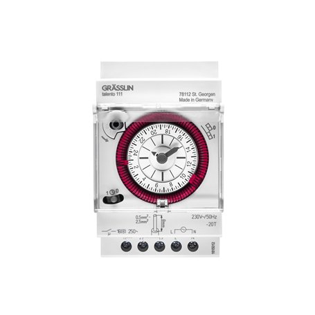 GRÄSSLIN 01.28.1001.1 talento 111 SK- Horloge de Distribution analogique avec Programme journalier I 3TE I 1 Canal I Montage sur