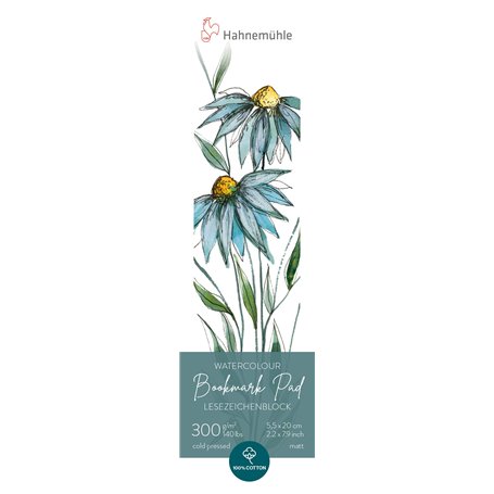 Hahnemühle Watercolour Bookmark Pad Lot de 15 feuilles de marque-page aquarelle 100% coton mat 300 g/m² 5