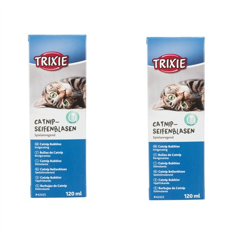 Trixie Catnip Bulles de Savon | Pack Double | 2 x 120 ML | Bulles de Savon pouvant stimuler Le Jeu | Contient Un extrait de cata