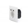 DIGITUS Prise encastrée avec chargeur USB-A - 2 prises USB - 5V / 2,1A total - 250V 50Hz - Profondeur d'encastrement 32 mm - Des