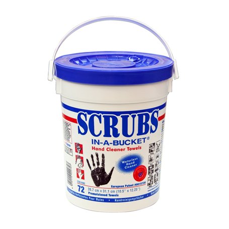 Seau de 72 lingettes nettoyantes mains SCRUBS