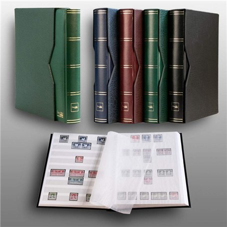 Prophila Album pour timbres 60 pages intérieur blanc étui de protection vert