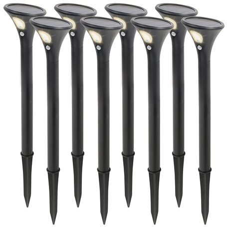 8 bornes lumineuses solaires avec capteur de mouvement - blanc chaud [Lunartec]