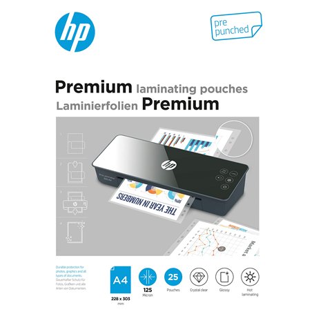 HP Premium Pochettes de plastif. A4 avec perforation