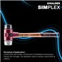Simplex 3029.030 Marteau sans danger en caoutchouc et métal souple avec boîtier en fonte malléable et manche en bois de qualité 