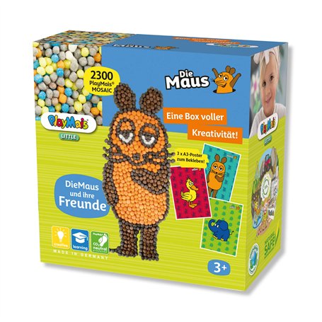 Playmaïs - Mosaic Little DieMaus - Kit créatif pour enfants à partir de 3 ans - Plus de 2 300 pièces et 6 images adhésives avec