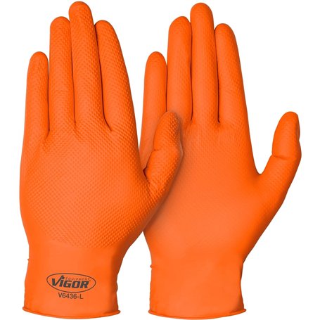 ViGOR Gants nitrile V6436-L Pack de 100 I excellente adhérence