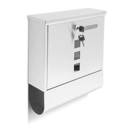 Relaxdays 10018448 Boîte aux lettre avec compartiment pour journaux fenêtre 2 clés acier inoxydable