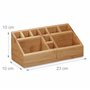 Relaxdays 10020248 Organiseur de bureau bambou 10 compartiments distributeur fournitures bureau HxlxP: 10 x 23 x 10 cm, nature