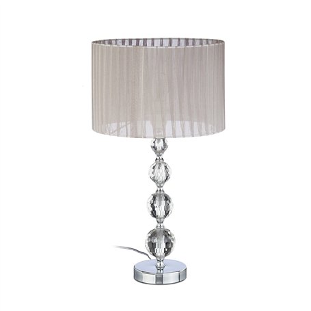 Relaxdays 10022849 Lampe de Chevet Abat-Jour Tissu Voile Boules Verre Cristal HxlxP: 53x29