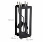 Relaxdays Ensemble serviteur de cheminée 5 pièces acier accessoire pelle balai support tisonnier, noir