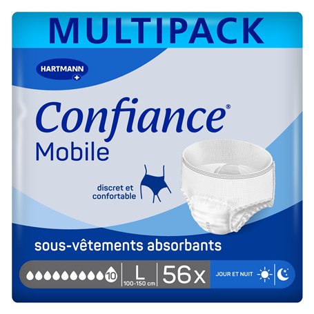 Confiance Mobile - Slips Absorbants pour Hommes et Femmes - Niveau d'Absorption = 10 gouttes (Fuites Urinaires Importantes) - Di