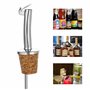 Incutex 5 Bouchon Verseur en Liège et 1 Brosse de Nettoyage, Becs Verseurs Réutilisable avec Clapet pour Bouteilles de Vin, d'hu