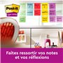 Post-it Z-Notes Autocollantes Super Sticky, Pack de 6 Blocs, 76 mm x 76 mm, 90 Feuilles par Bloc, Rose, Violet, Vert - Feuillets