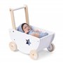 Navaris Poussette pour poupées - Trotteur avec 4 Roues 39 x 25 x 42 cm pour Enfants de Plus de 18 Mois - Rangement en Bois pour